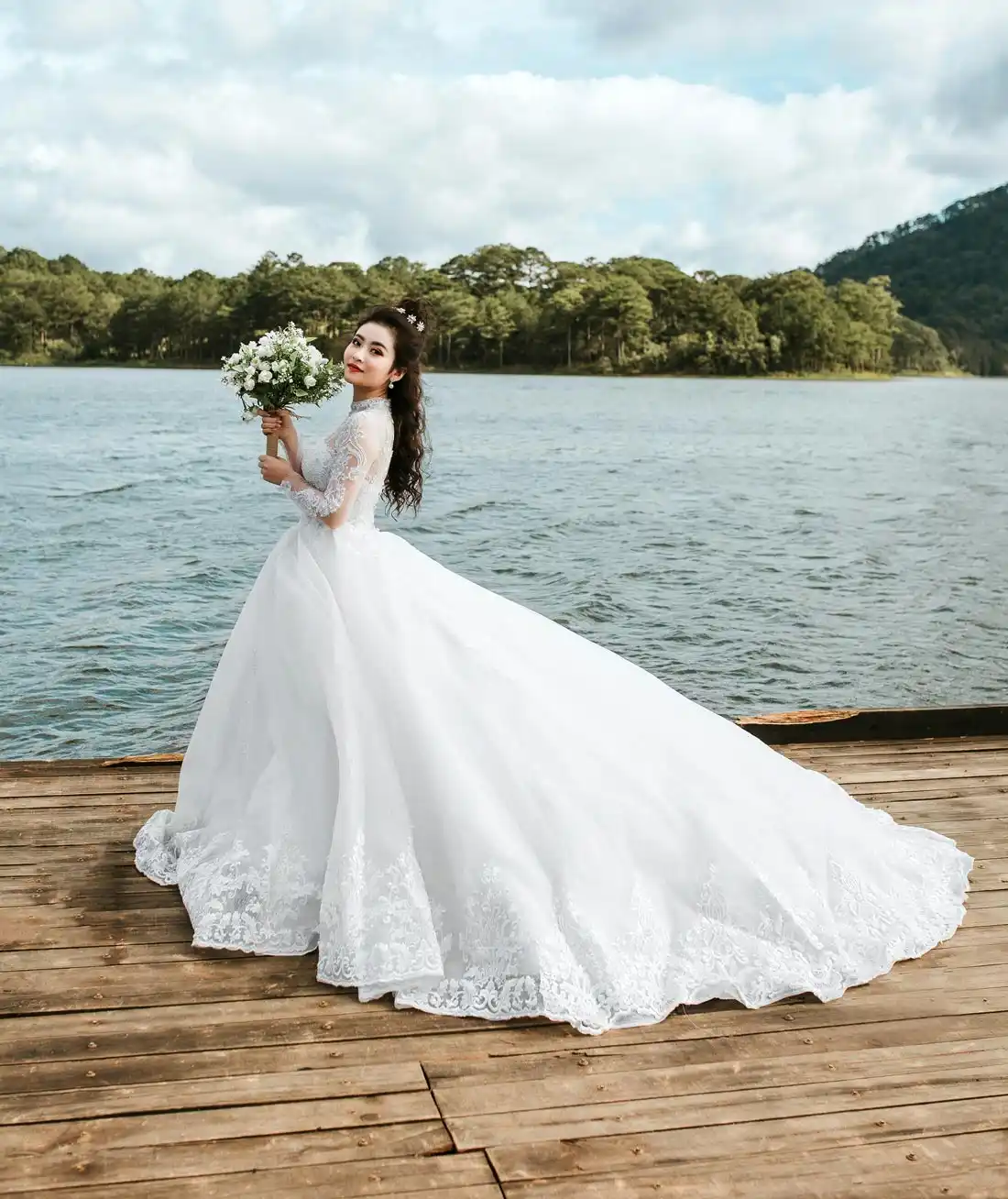 Bride having a dress fitting in London